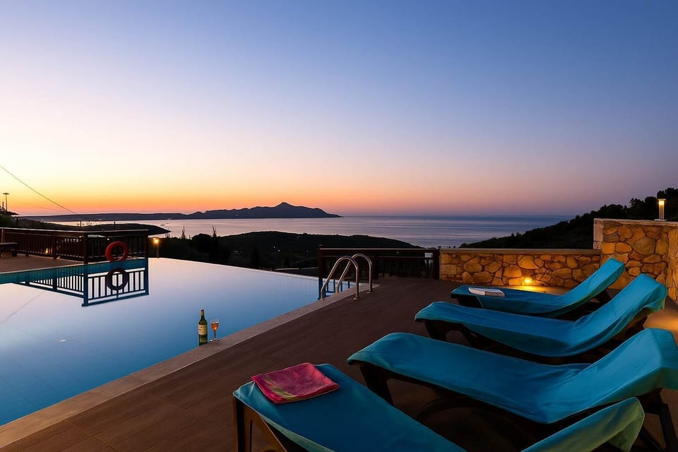 Relax While Enjoying the Stunning Sunset from the Comfort of the Poolside Loungers