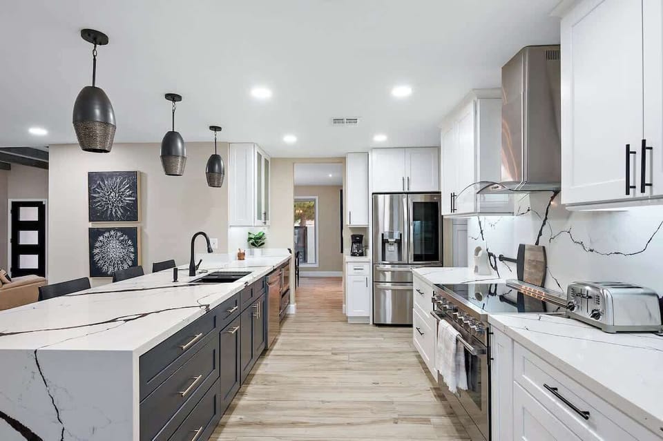 Cook up a storm in the fully stocked kitchen with modern appliances.