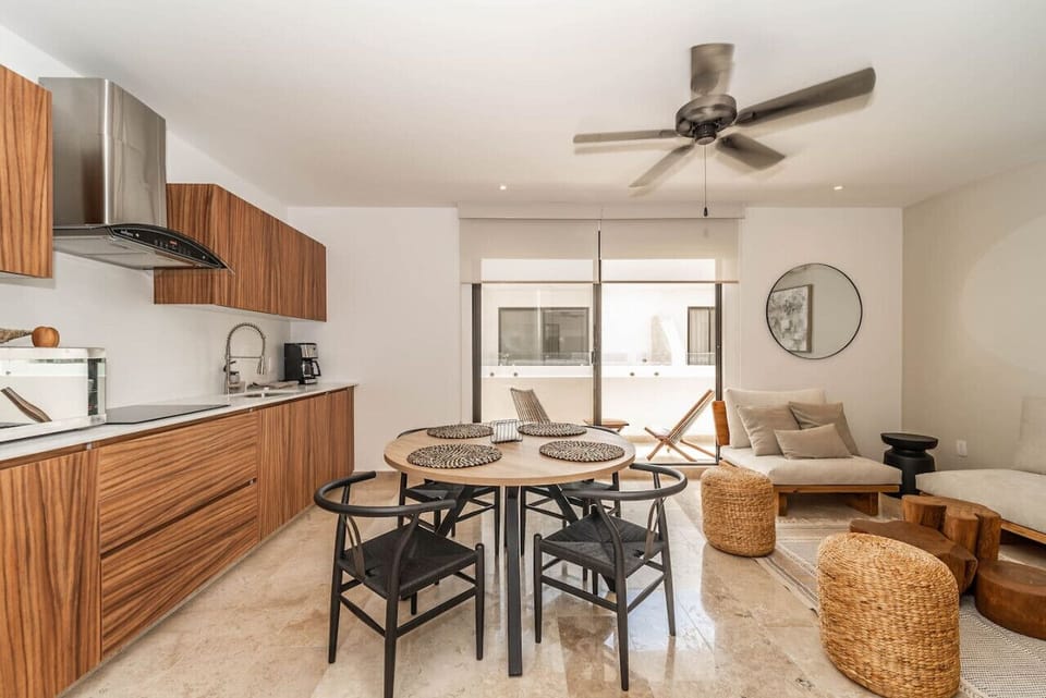 Compact dining space with everything you need for a comfortable meal