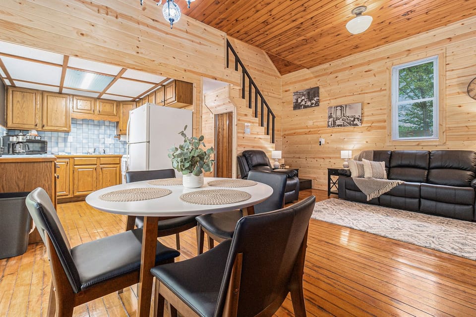 Dining room, living room and kitchen
