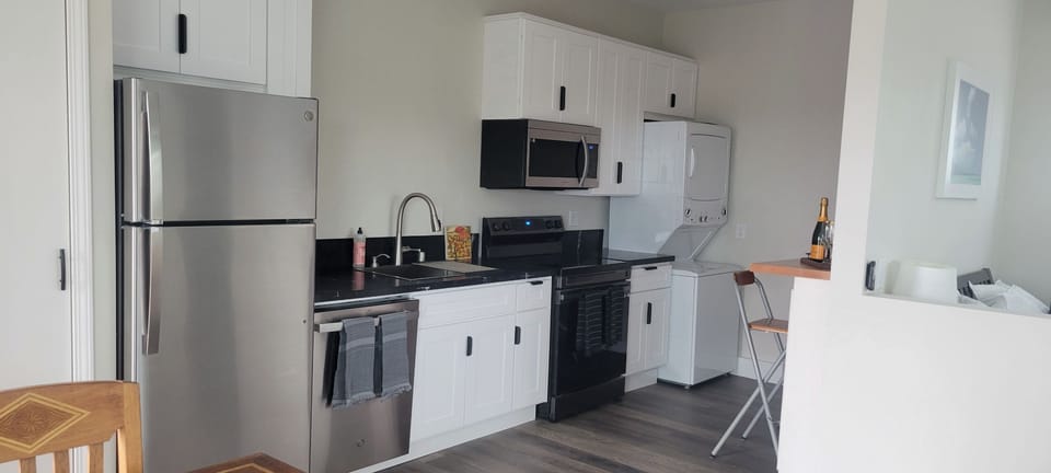 Closet, fridge, dishwasher, sink,  stove and over, microwave, washer/dryer