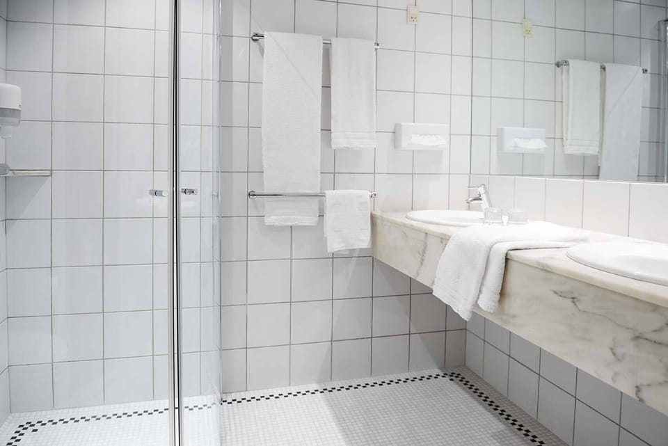 Comfort Double Room | Bathroom | Shower, hair dryer, towels