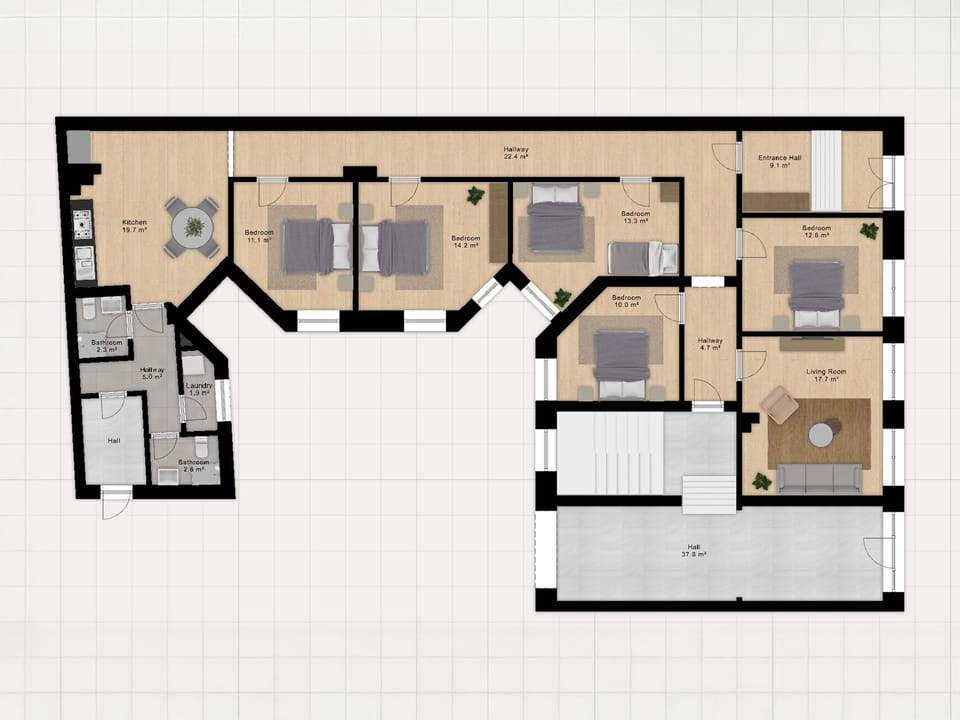 Apartment, 5 Bedrooms, City View | Floor plan