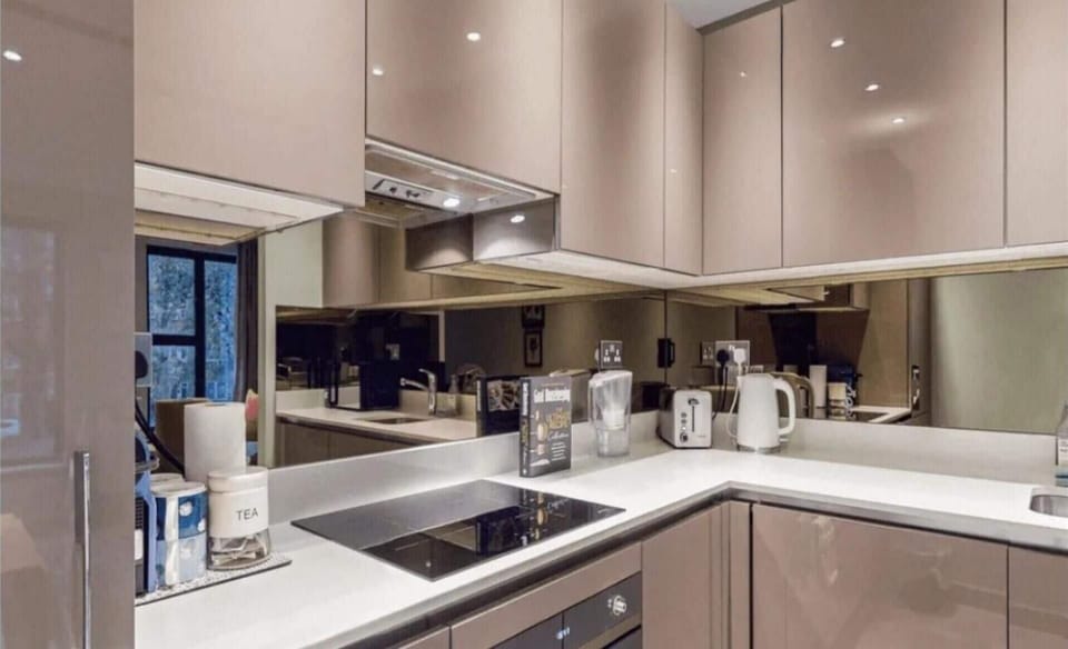 Apartment | Private kitchen | Fridge, microwave, oven, stovetop