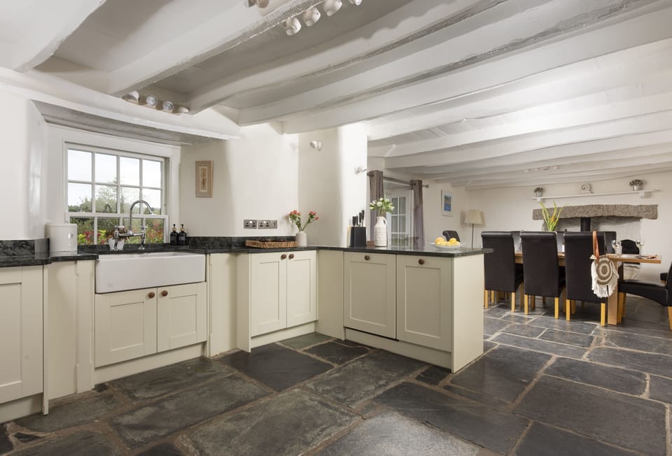 The Old Farmhouse, Duloe, Liskeard. Ground Floor:  The open-plan kitchen and dining area is a delight