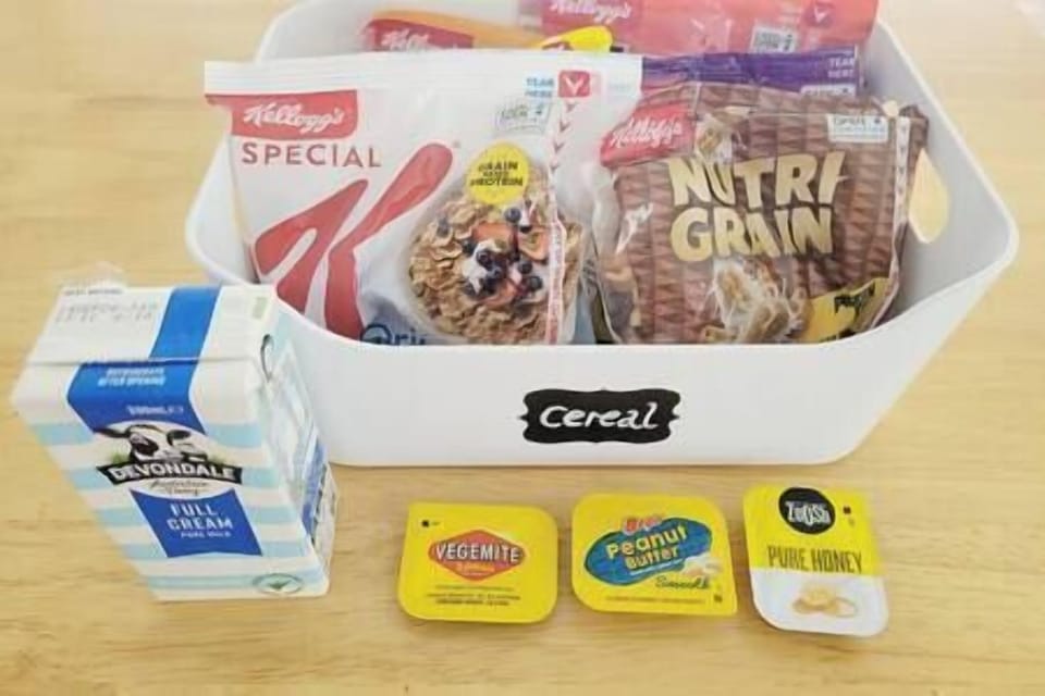 Breakfast Cereals, spreads and milk provided