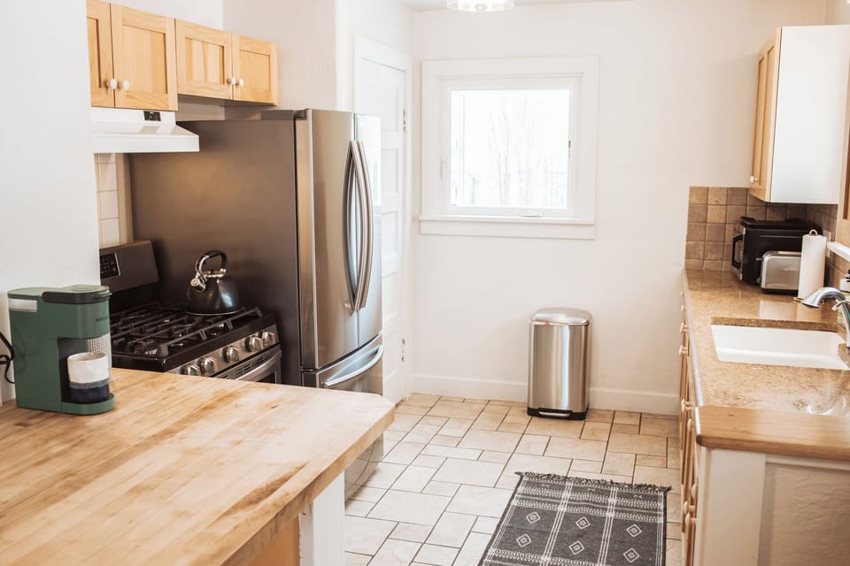Fully stocked kitchen with all new appliances.
