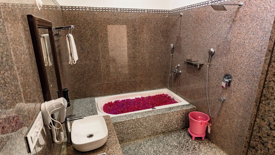 Free toiletries, hair dryer, slippers, towels