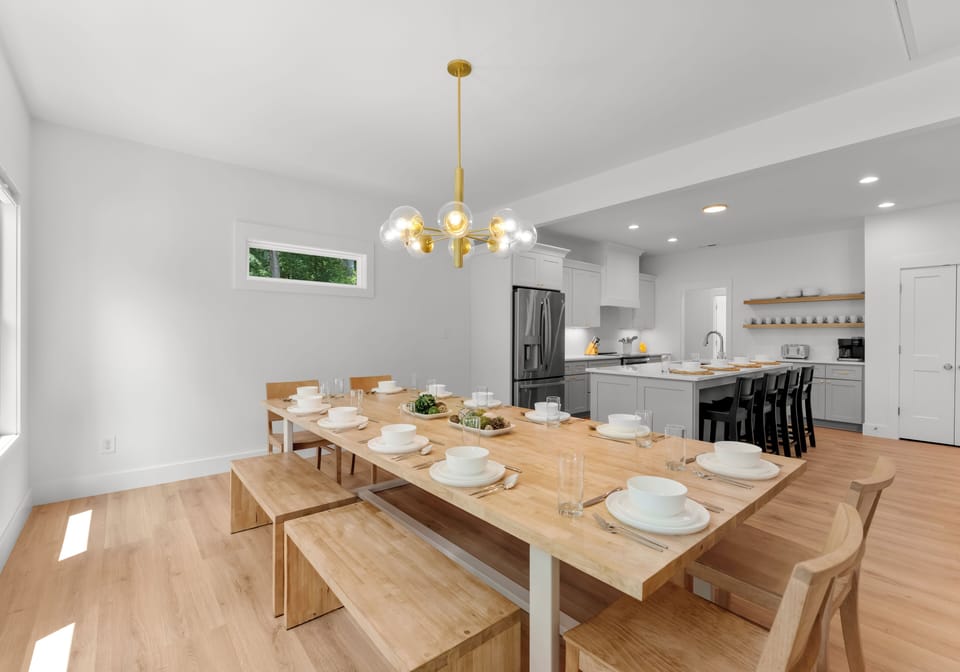 Dining area with large table and seating for 12!
