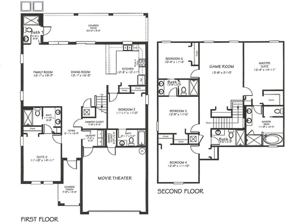 Floor Plan - Camp Skywalker (The following bedrooms and bathrooms are labeled per this plan.)