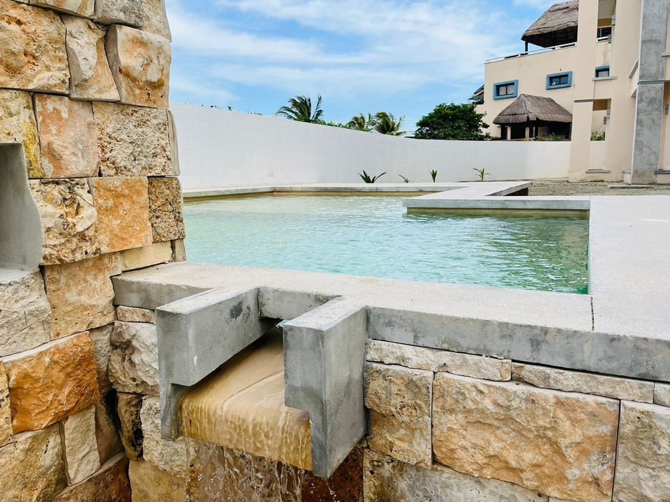 Outdoor pool, sun loungers