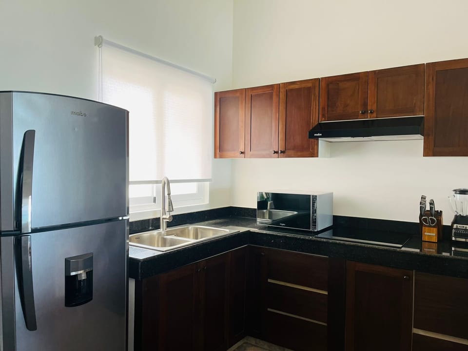 Apartment, Balcony, Sea View | Private kitchen | Fridge, microwave, toaster, cookware/dishes/utensils