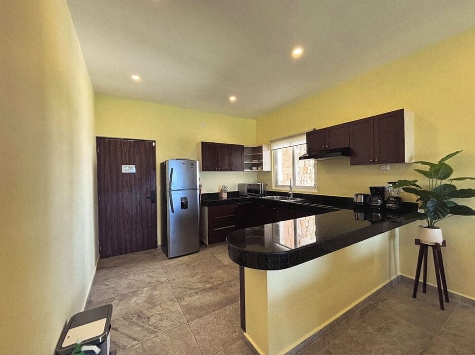 Apartment, Patio, Sea View | Private kitchen | Fridge, microwave, cookware/dishes/utensils