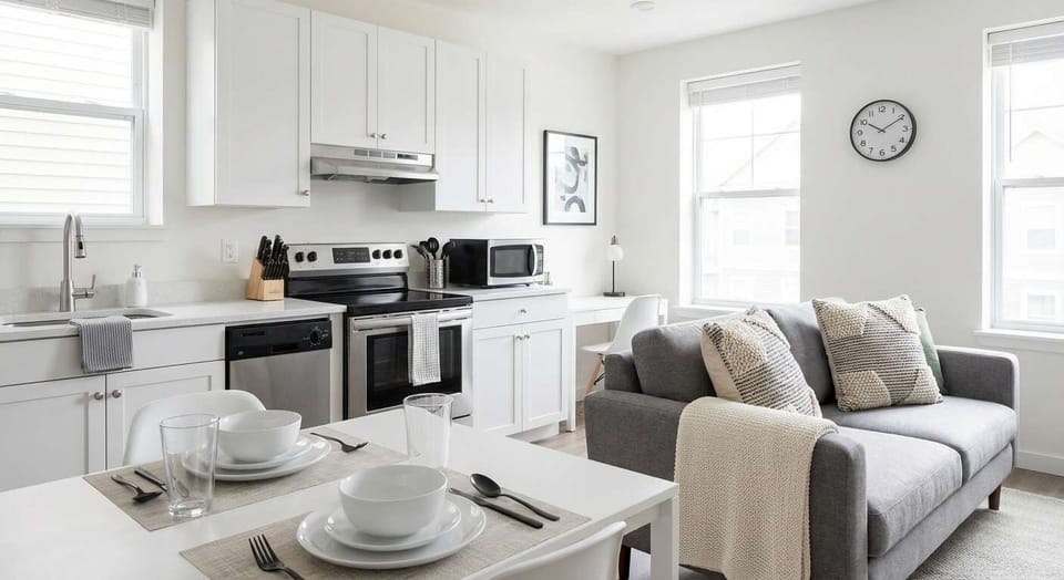 Living Space and Dining Area/Kitchen
