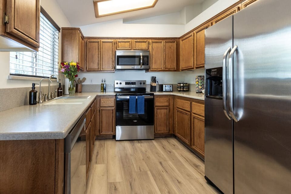 Cook your meals at home in this fully stocked kitchen.