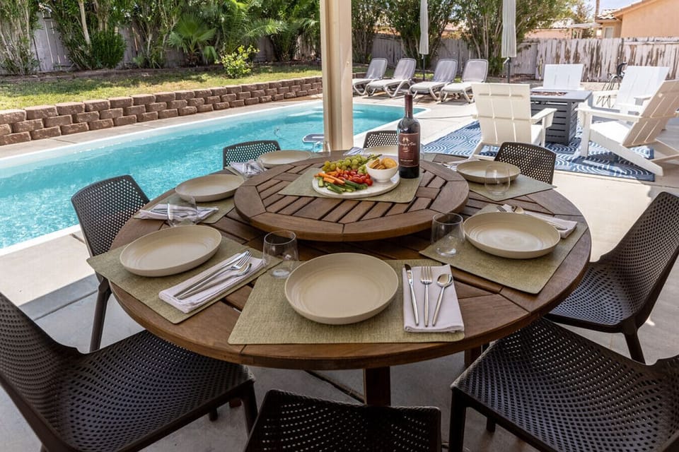 Dine al fresco at our outdoor dining space with seating for eight.