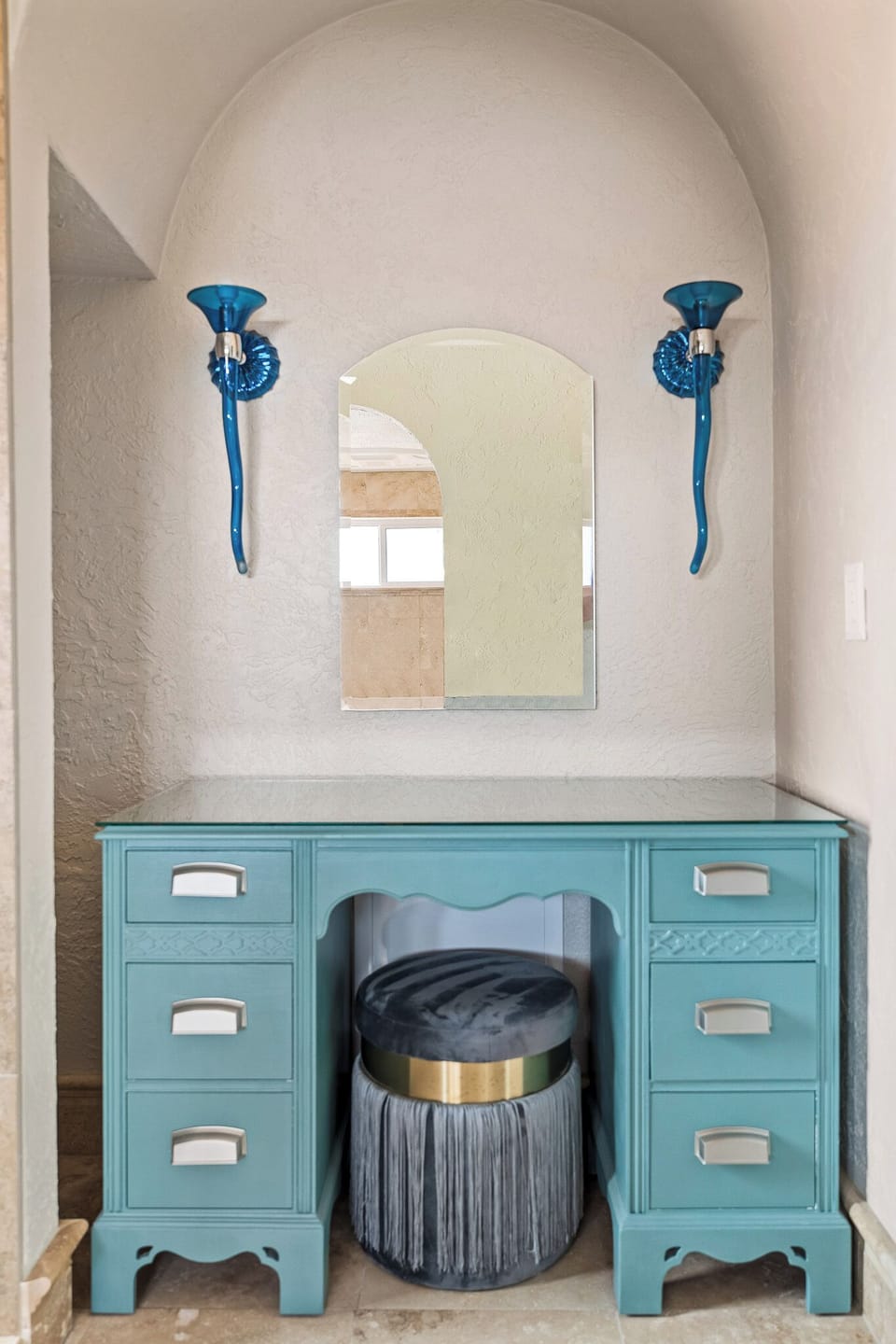 A touch of elegance and all the space you need to prep, primp, and shine.