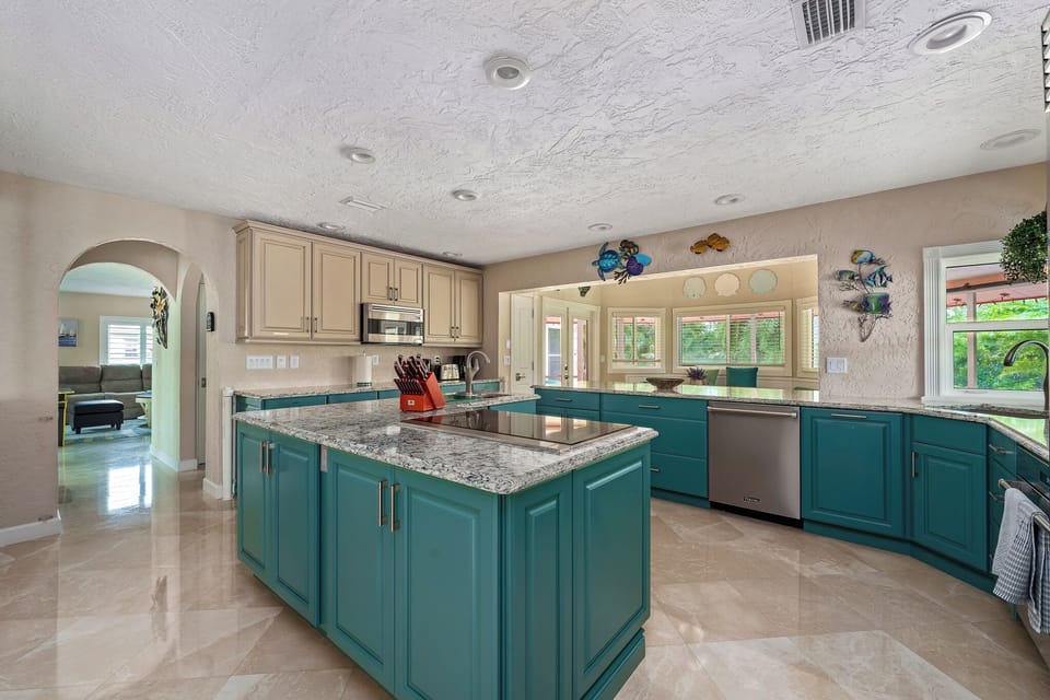 Spacious, well-equipped kitchen — perfect for family breakfasts, group dinners, and everything in between.