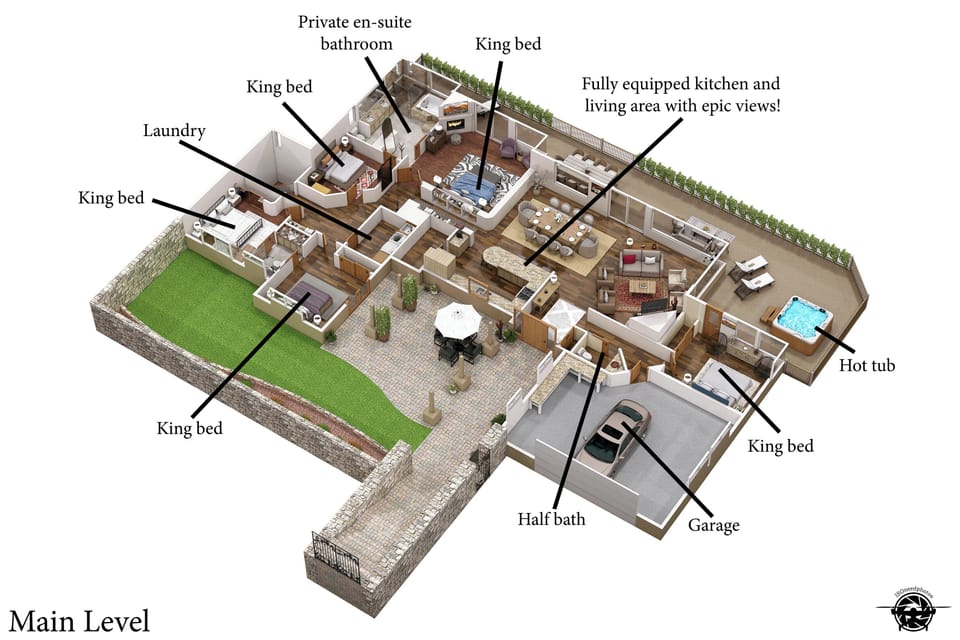 3D Floor Plan of the Main Floor.