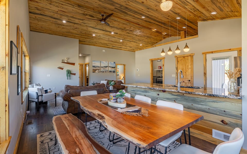 Our dining area comfortably seats eight, making it ideal for shared meals and lively conversations.