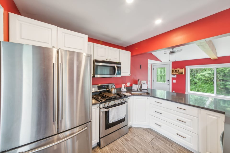 Indoors, Kitchen, Microwave, Oven, Refrigerator