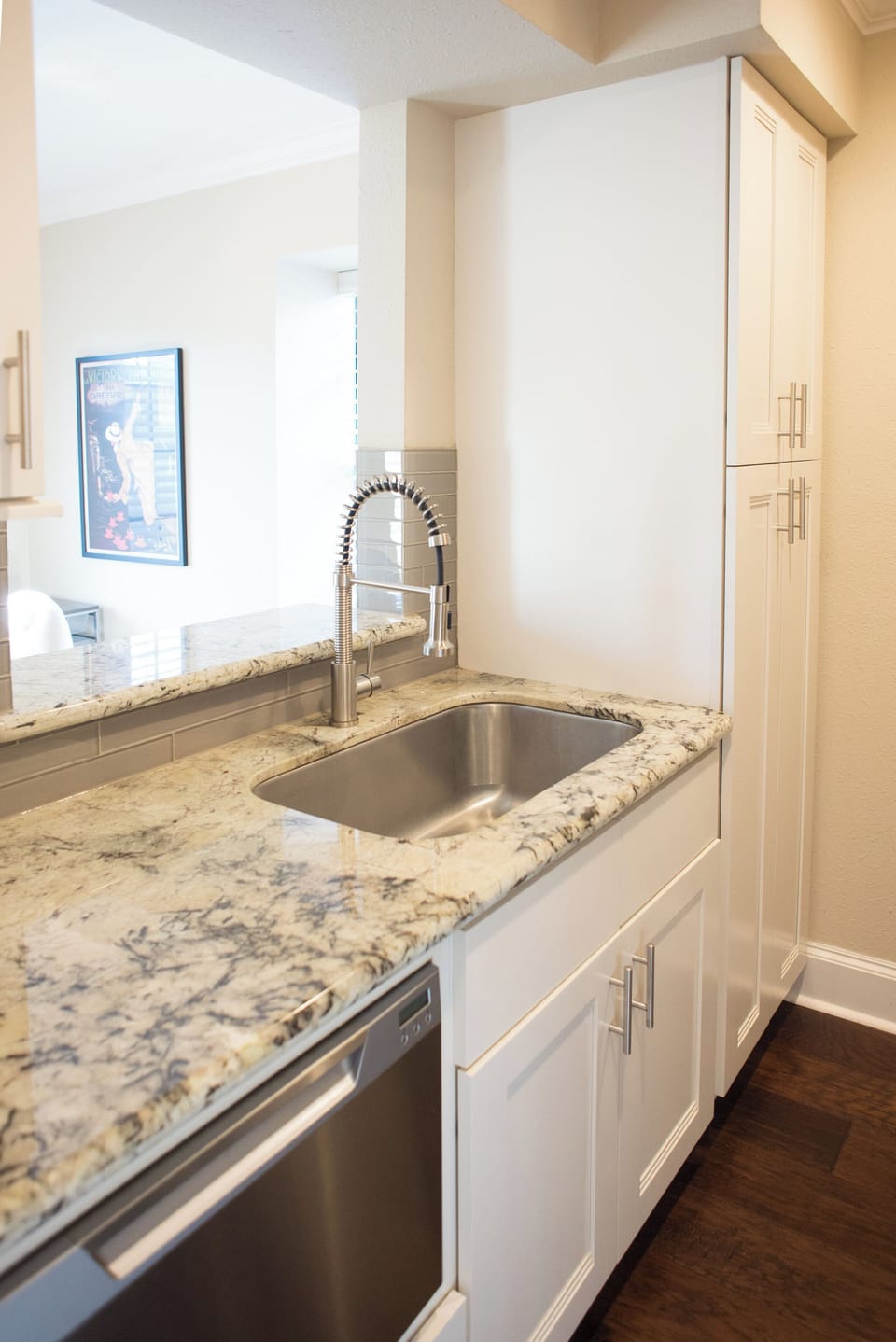 Stainless steel appliances and granite countertops 