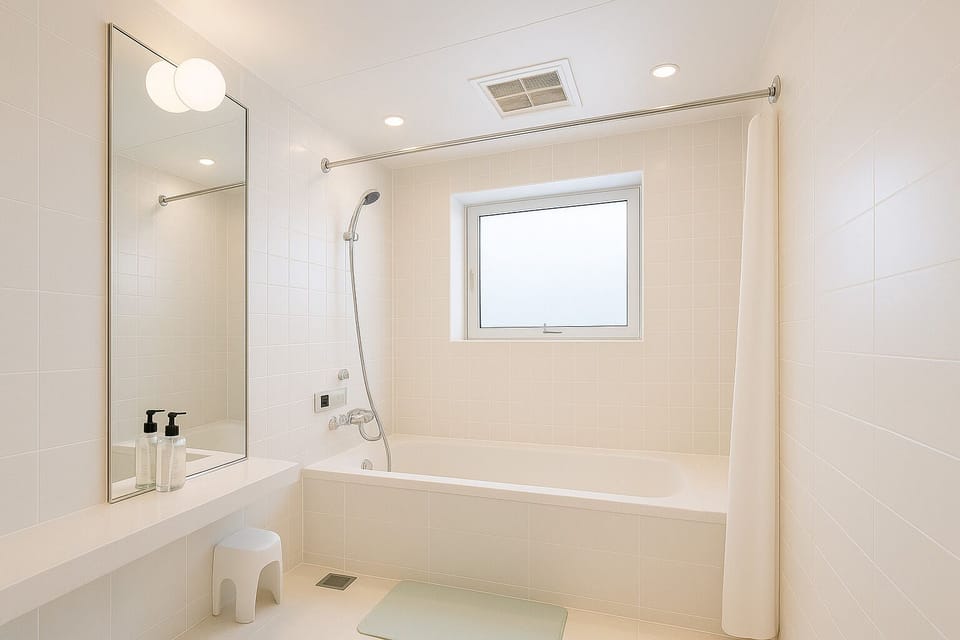Combined shower/tub, free toiletries, hair dryer, slippers