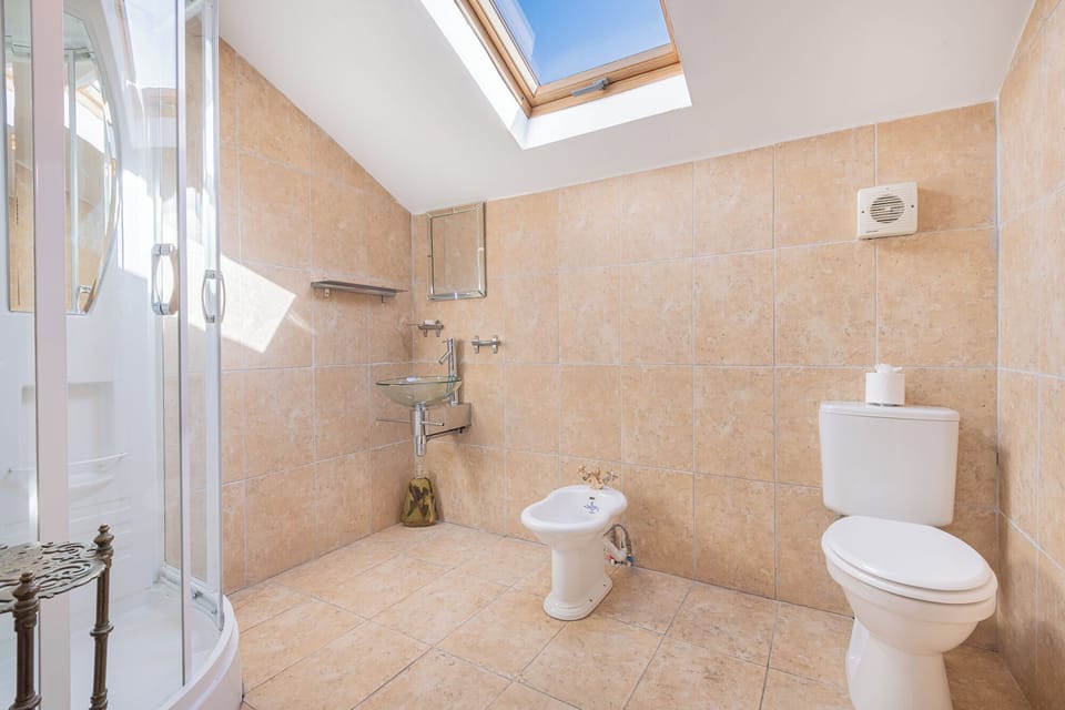 Top view bathroom with steam shower