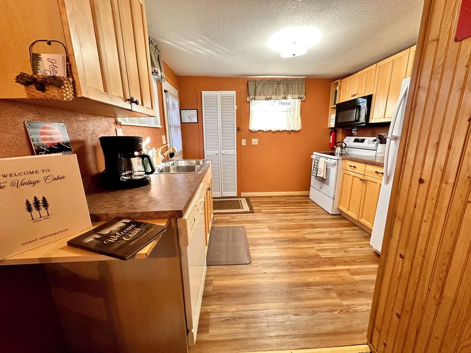 Full size Kitchen w/plates/utensils/pots & pans/drip coffee pot/coffee & spices