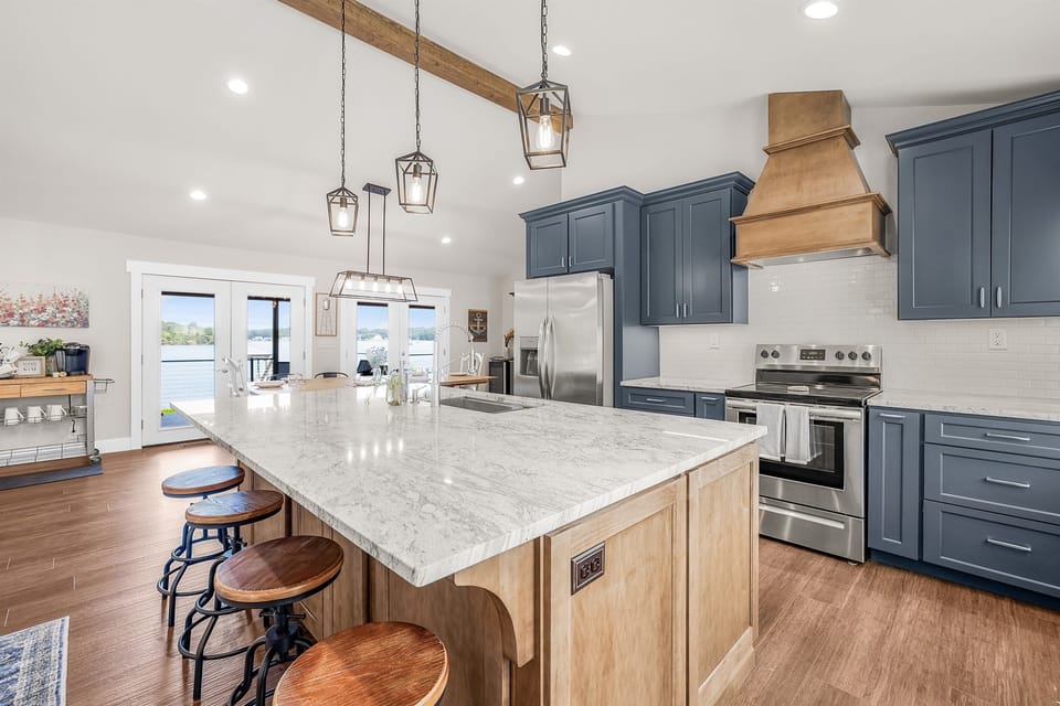 Bright and beautiful kitchen with natural light pouring in. 