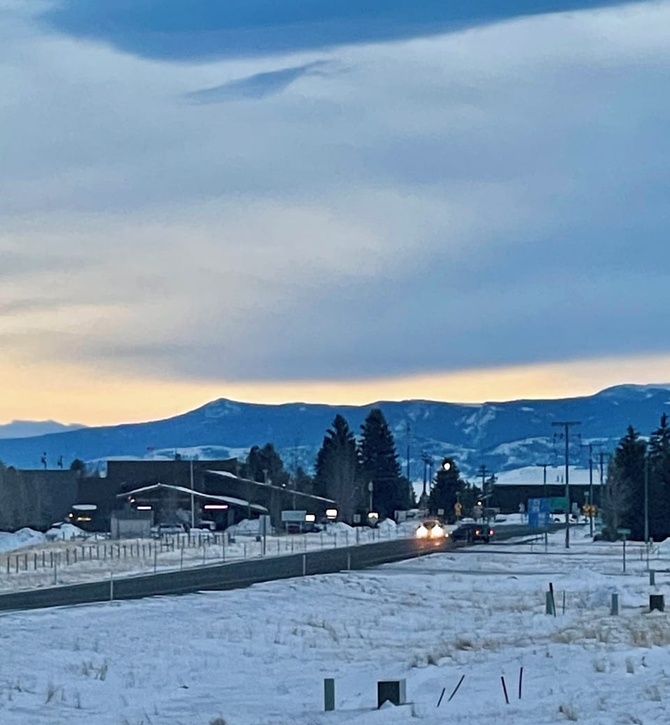 Our view looking towards Ennis in the winter