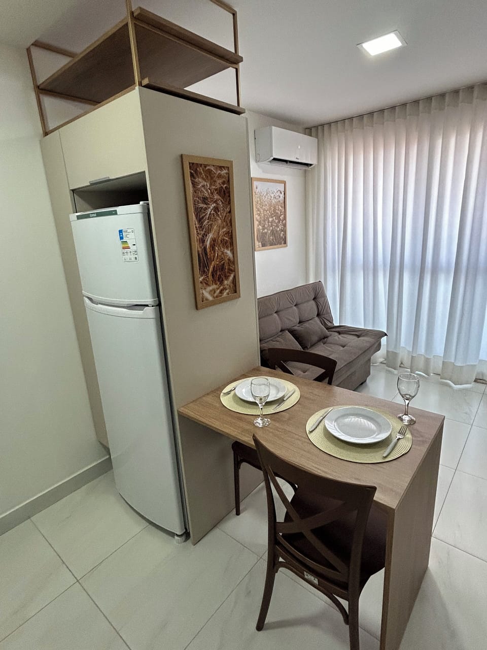 Apartment | Private kitchen | Fridge, microwave, stovetop, blender