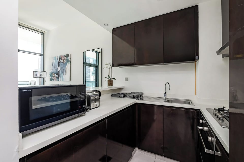 Comfort Apartment, 1 Bedroom, Balcony, City View | Private kitchen | Full-size fridge, microwave, oven, stovetop