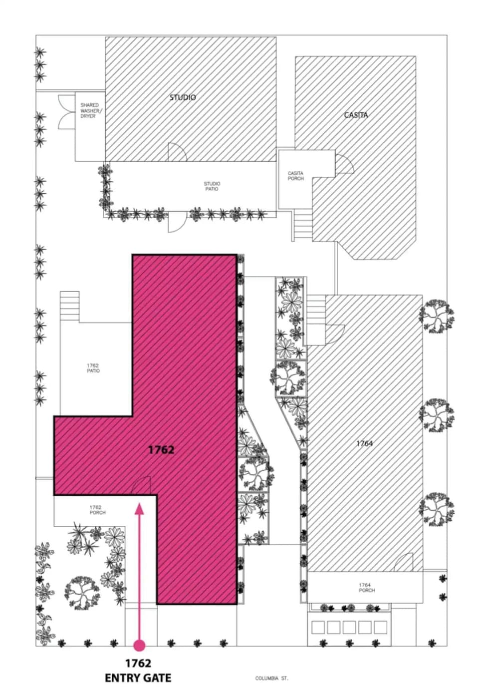 Map of our Properties - note Washer & Dryer in the back left of property