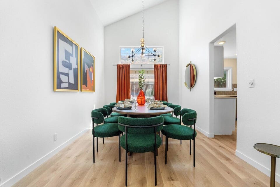 The dining room seats 10 comfortably for your home cooked meals or happy hour!