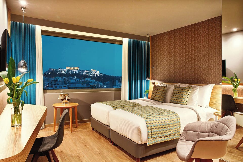 Executive Twin Room, Acropolis View | Premium bedding, pillowtop beds, minibar, in-room safe