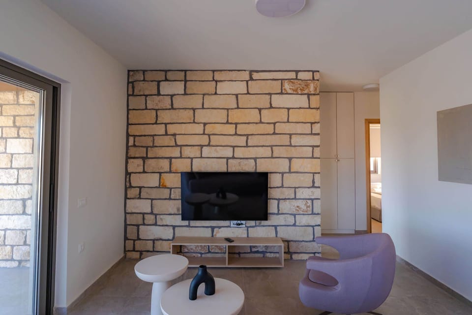 Living room with large smart TV
