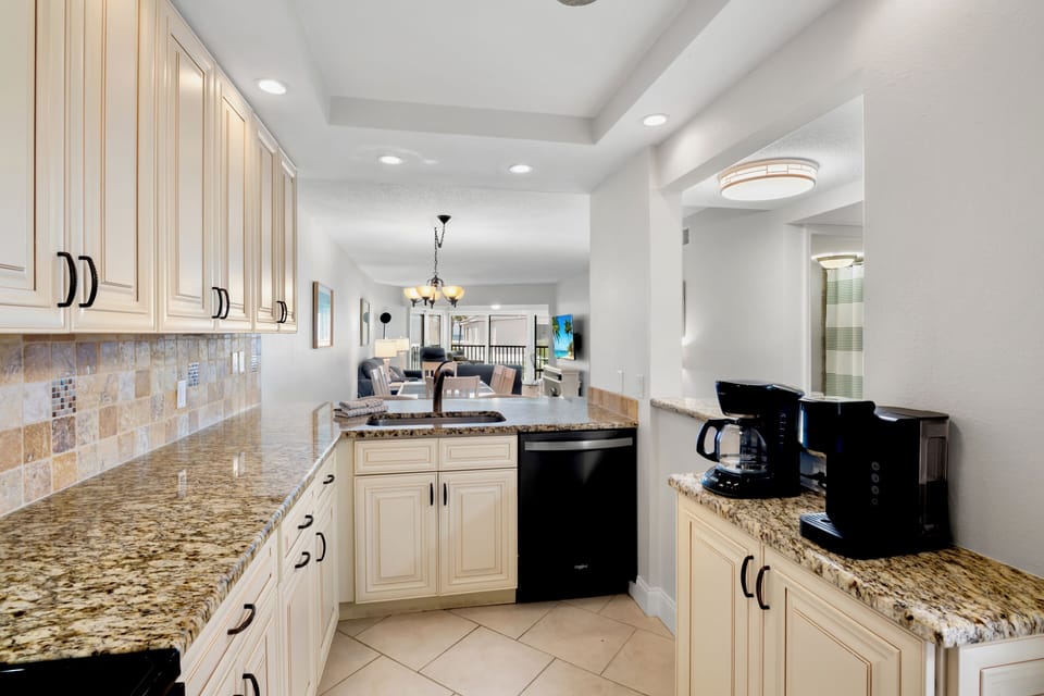 Spacious kitchen with appliances