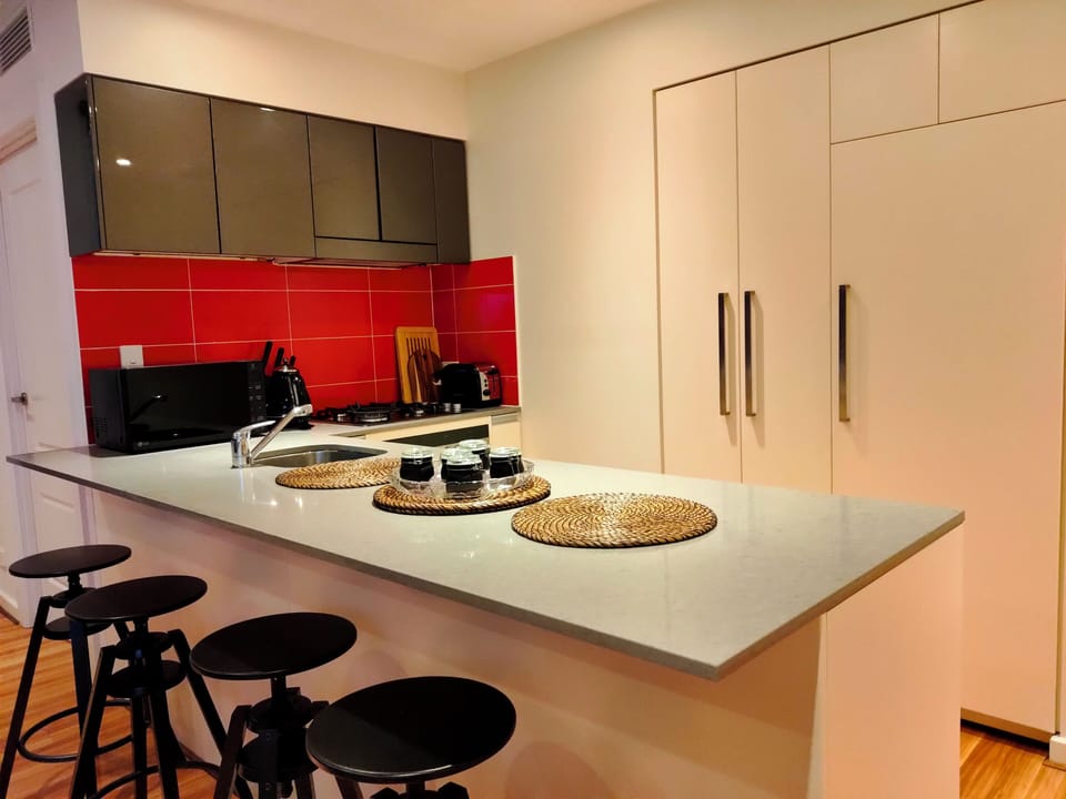 Luxury Apartment, Balcony, Ocean View | Private kitchen | Full-size fridge, microwave, oven, stovetop