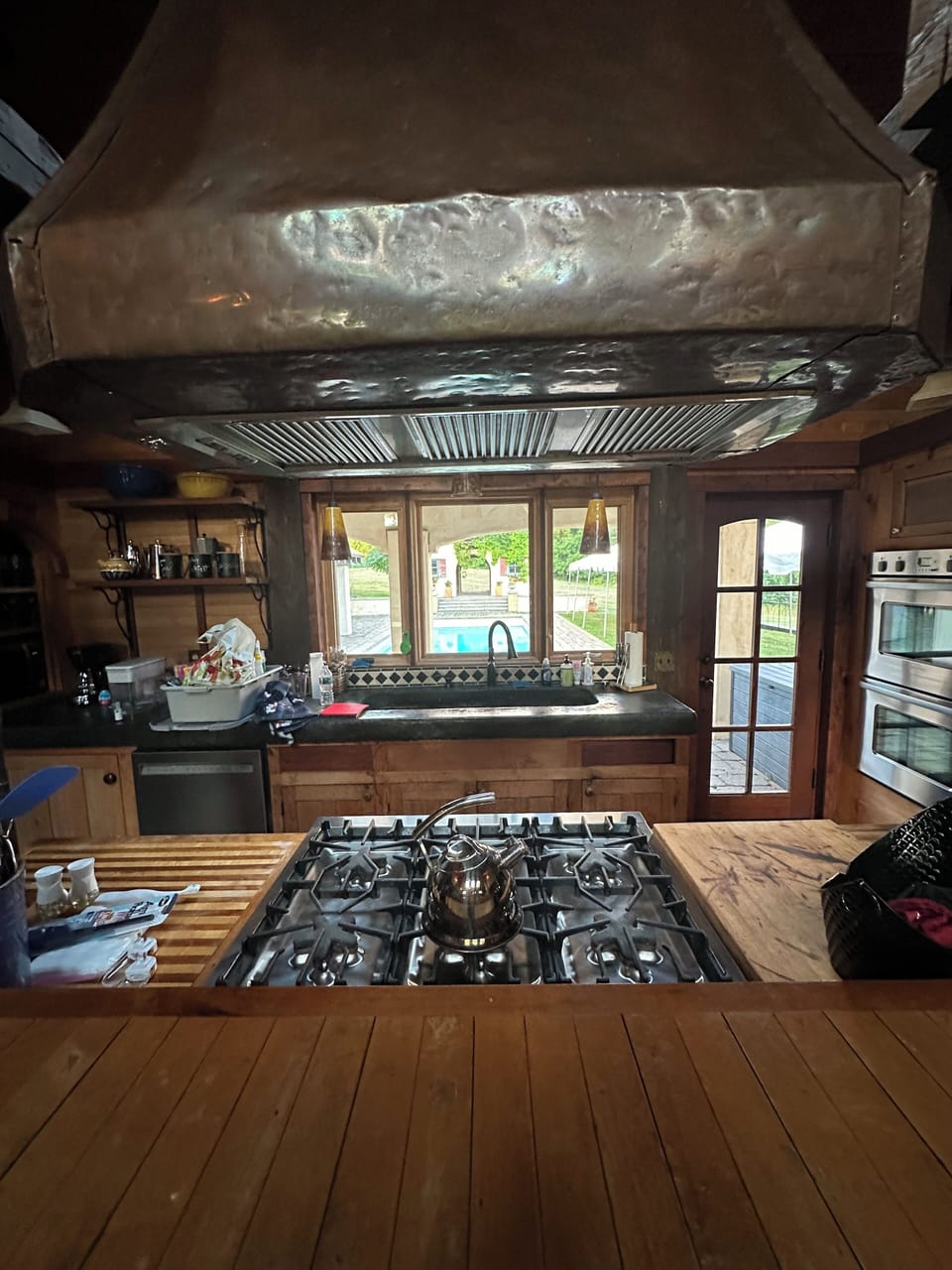 Kitchen Bar looking out at pool area