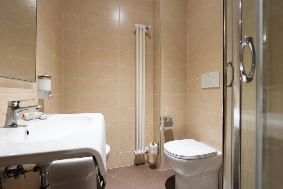 Comfort Triple Room | Bathroom | Shower, hair dryer, soap, shampoo