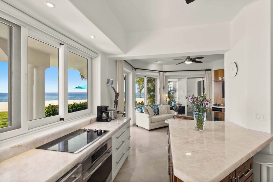 Kitchen into living room