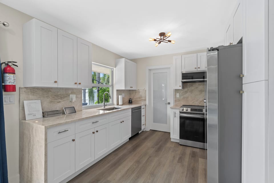 Upgraded open kitchen with all the appliances needed to make your gourmet meals.