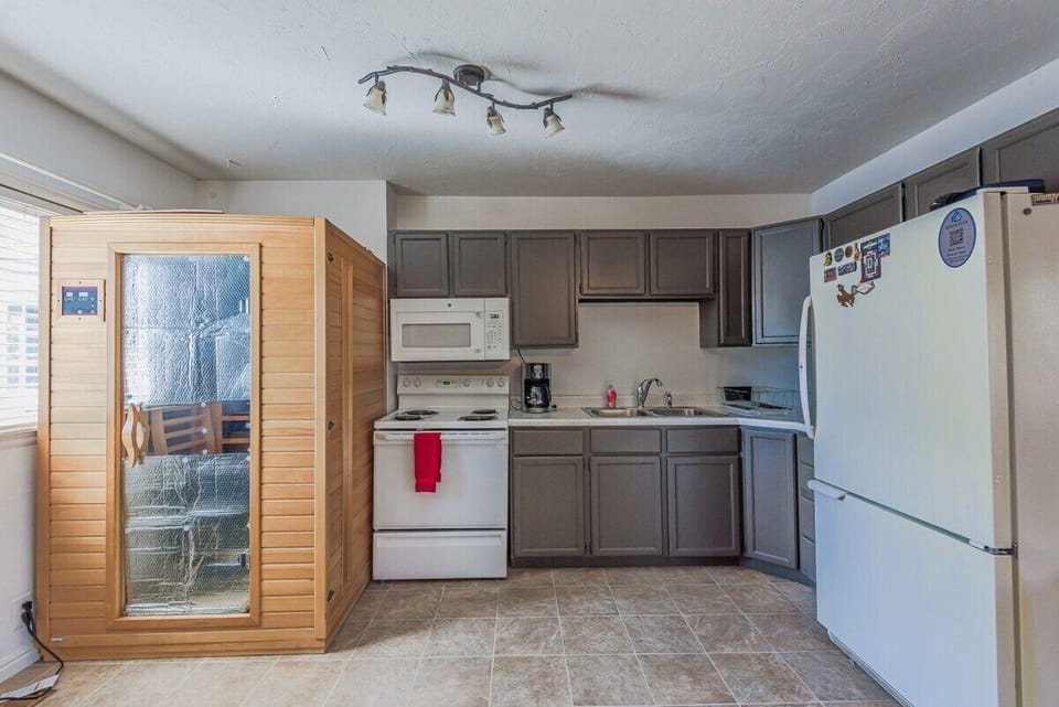 Indulge in self-care with our sauna and enjoy a home-cooked meal in our kitchen.