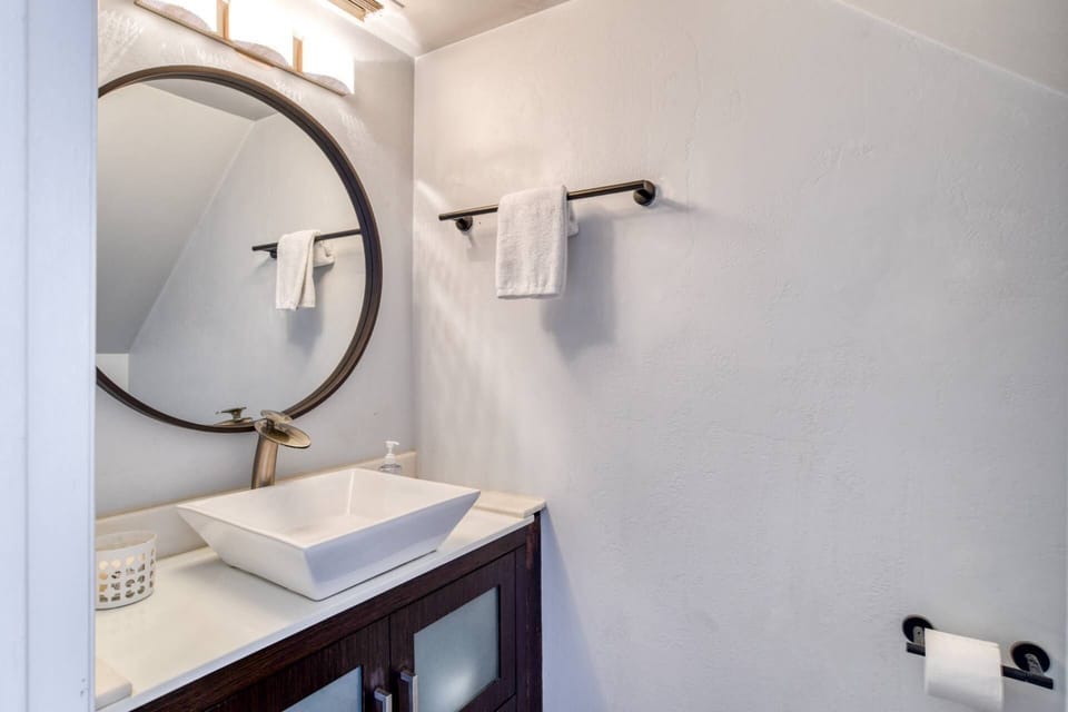 There is a half bathroom conveniently located on the first floor of this two story condo.