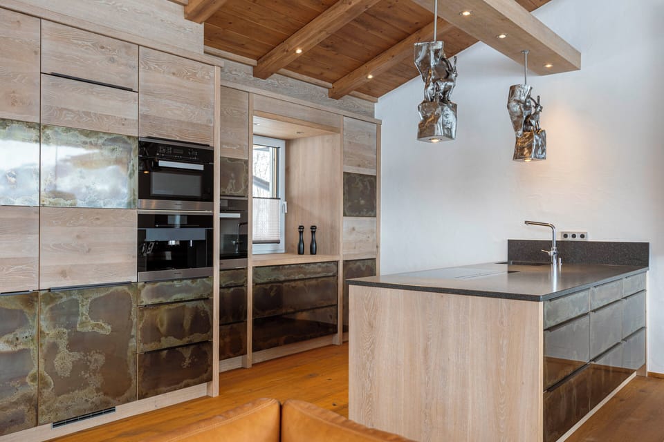 Premium Penthouse, Mountain View | Private kitchen | Full-size fridge, microwave, oven, stovetop
