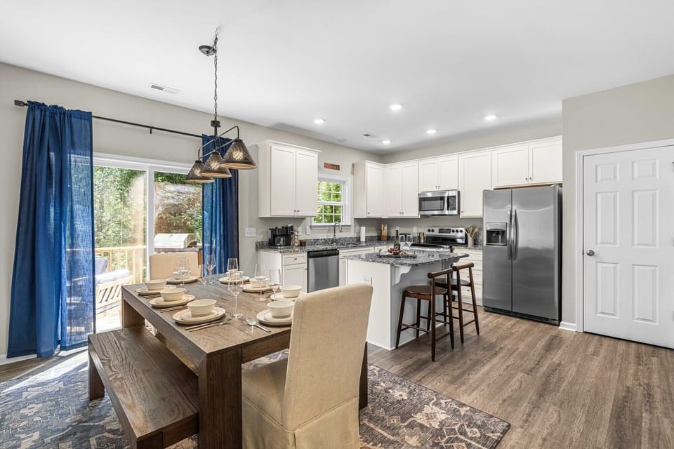 View of the kitchen from the dining area