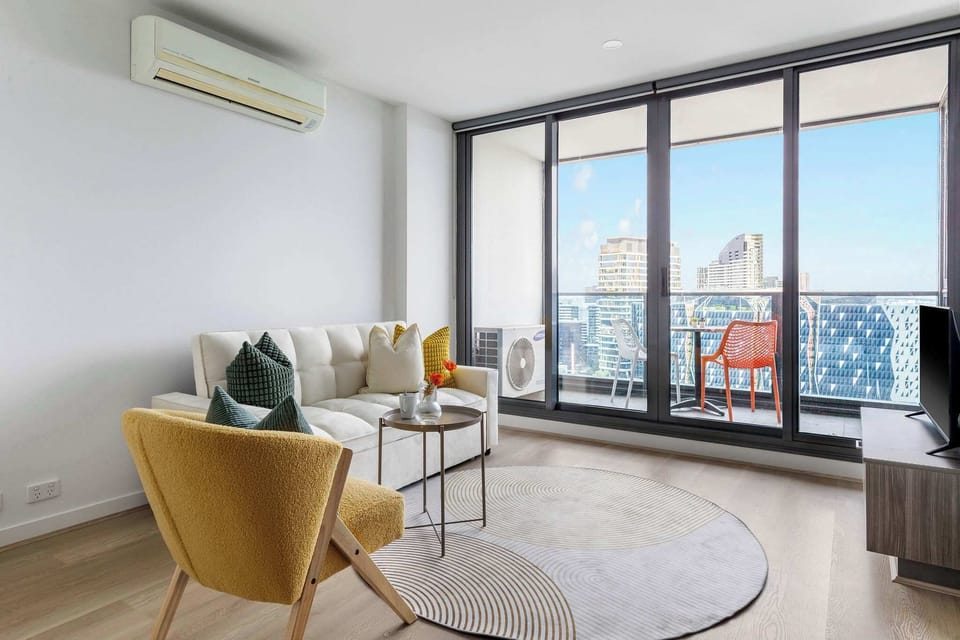 The living area with a 2-seater sofa bed that folds out to a double.