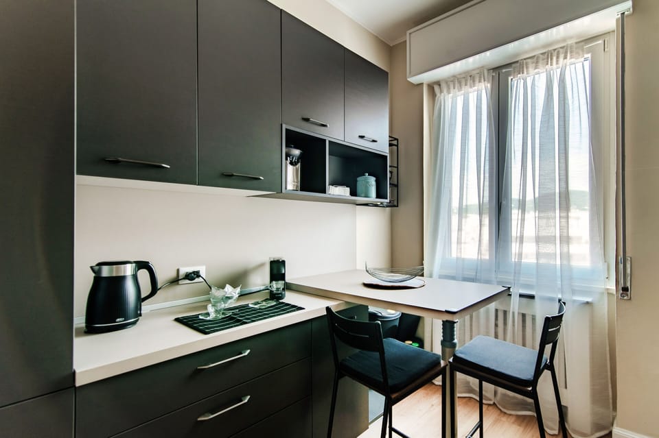 Apartment | Private kitchen | Full-size fridge, microwave, oven, stovetop