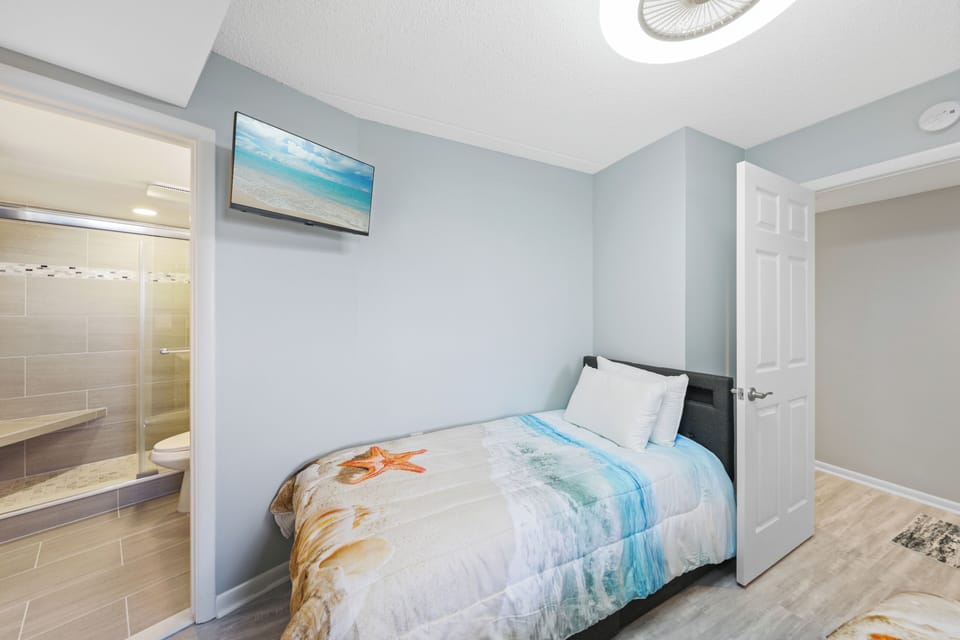 Bedroom 2 has its very own full bath.